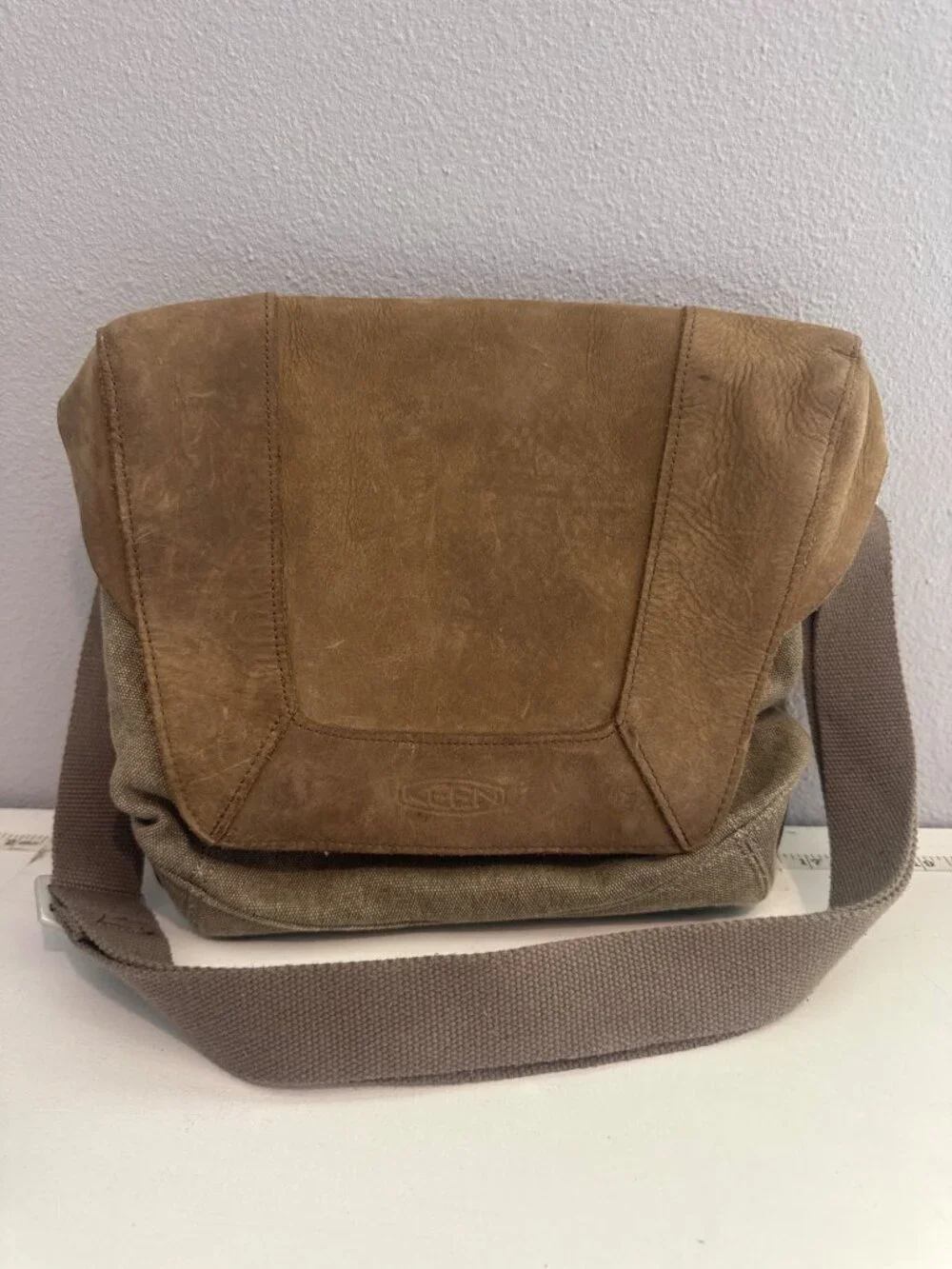 Keen HybridThink Transport Bag Brown Leather/Canvas Messenger Crossbody GorpCore